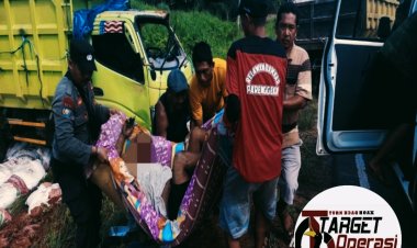 Laka Tunggal, Sopir Dump Truk Tewas dan 6 Rumah Ikut Hangus Terbakar.